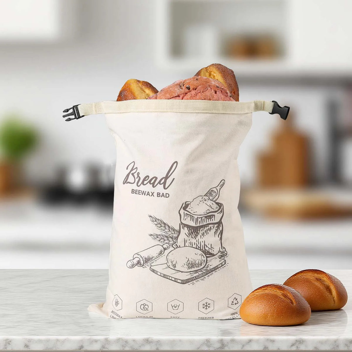 Bolsa para el pan con cierre
