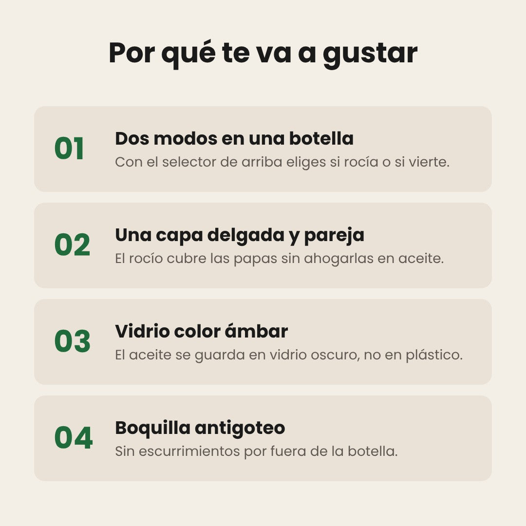Beneficios de la aceitera 2 en 1
