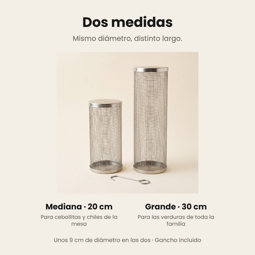 Medidas de la canasta rodante: mediana 20 cm y grande 30 cm, gancho incluido